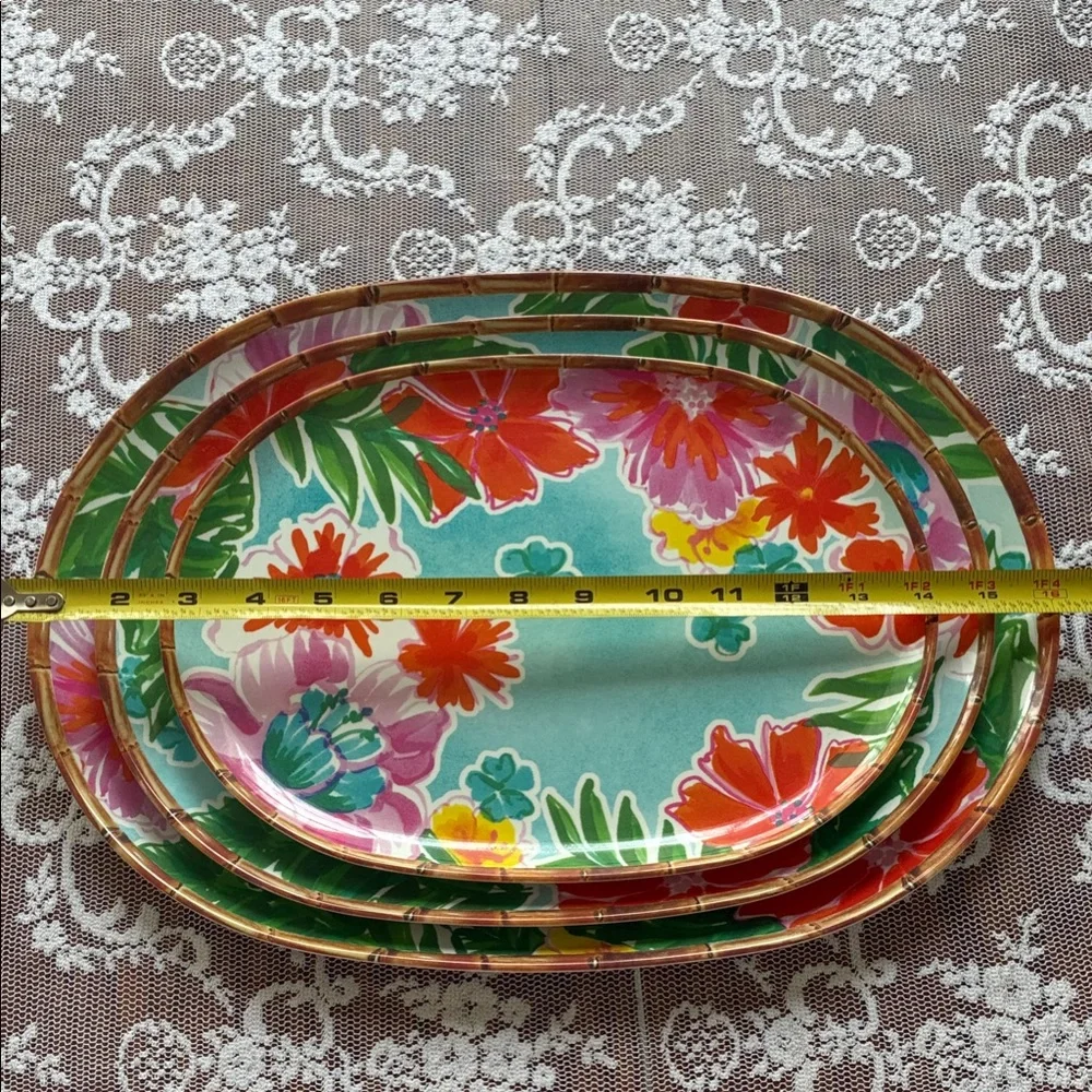 Sur La Table Hawaiian Hibiscus Melamine Oval Platter Set